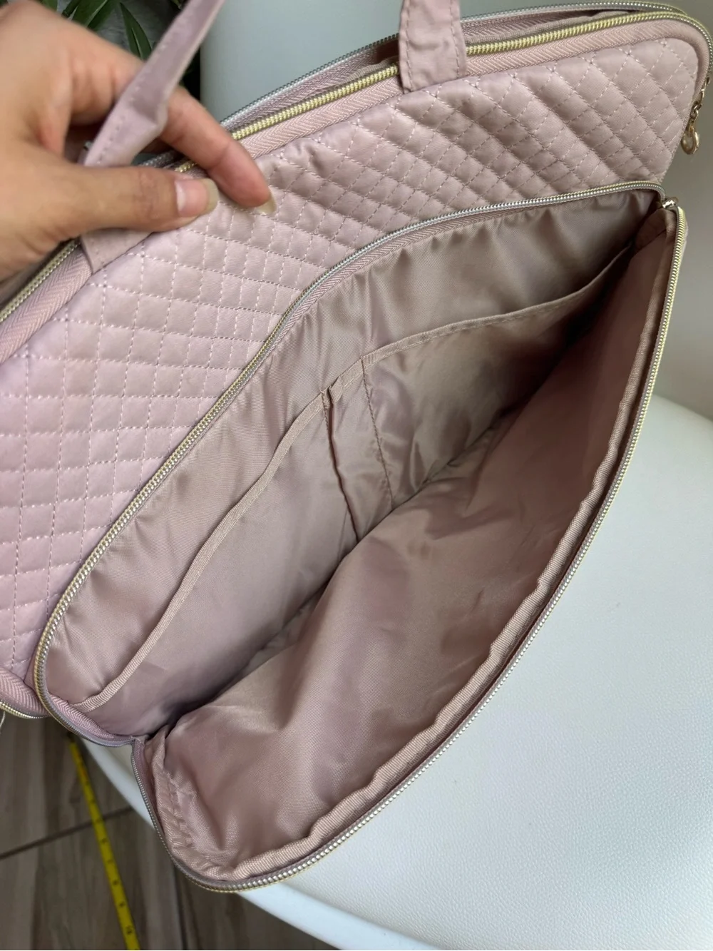 BAGSMART Blush Pink Quilted Laptop Bag 16” Padded Computer Case Work Travel